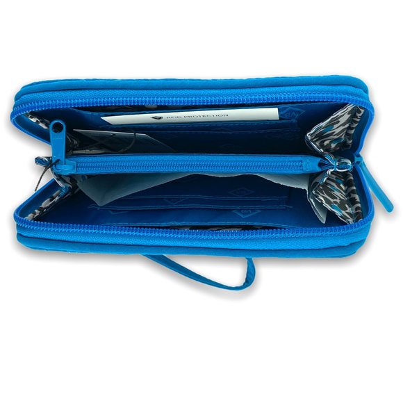 Vera Bradley Bahama Bay RFID Wristlet – Blue Grab & Go Travel Wallet - Picture 5 of 7